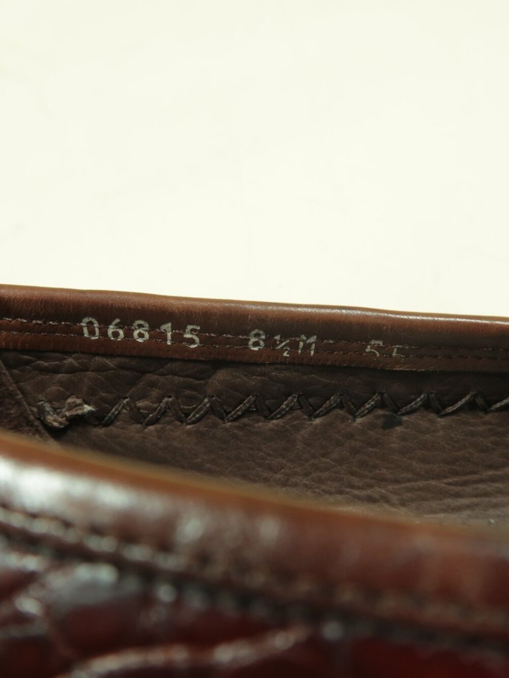 Vintage Bragano Crocodile Vamp Leather Loafers Shoes Mens 8.5M Brown Moc Toe - Picture 8 of 9